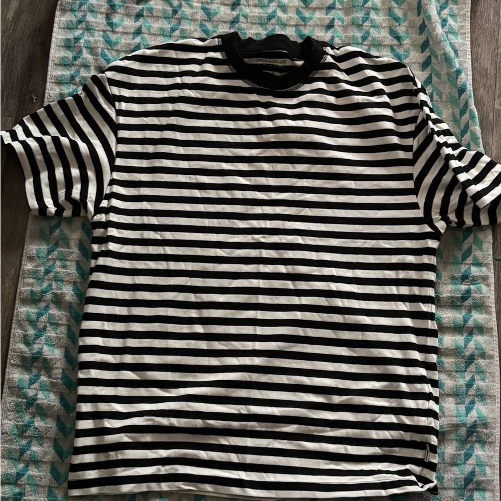 Jack & Jones Black and White Striped Tee